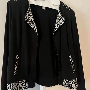 Chico’s black jacket animal print size O very good condition